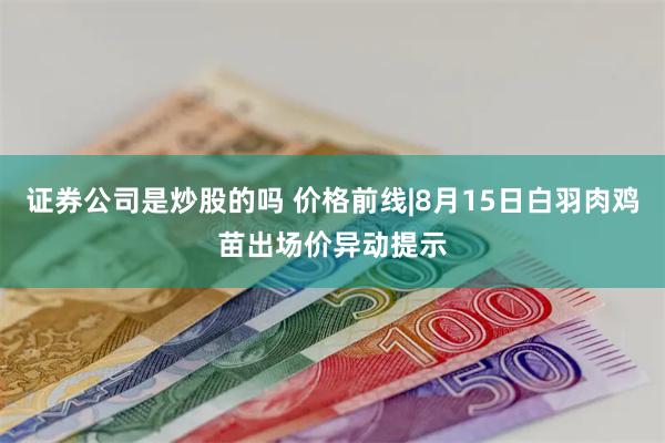 证券公司是炒股的吗 价格前线|8月15日白羽肉鸡苗出场价异动提示