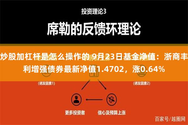 炒股加杠杆是怎么操作的 9月23日基金净值：浙商丰利增强债券最新净值1.4702，涨0.64%