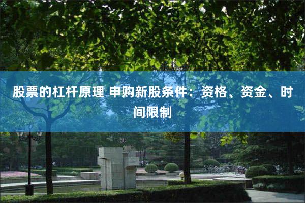 股票的杠杆原理 申购新股条件：资格、资金、时间限制