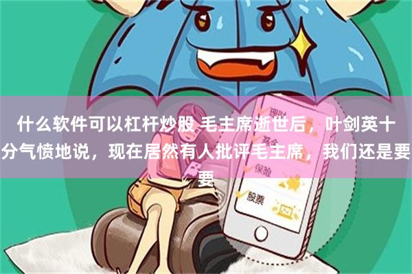 什么软件可以杠杆炒股 毛主席逝世后，叶剑英十分气愤地说，现在居然有人批评毛主席，我们还是要