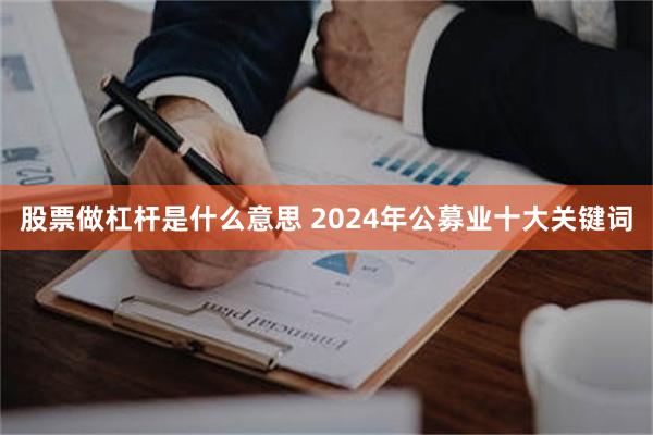 股票做杠杆是什么意思 2024年公募业十大关键词