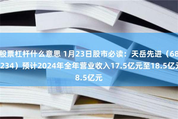 股票杠杆什么意思 1月23日股市必读：天岳先进（688234）预计2024年全年营业收入17.5亿元至18.5亿元