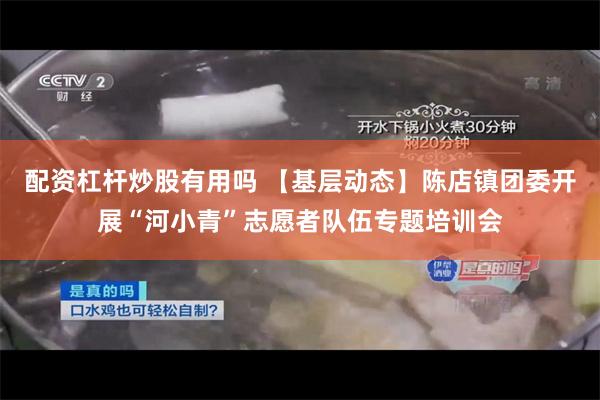 配资杠杆炒股有用吗 【基层动态】陈店镇团委开展“河小青”志愿者队伍专题培训会