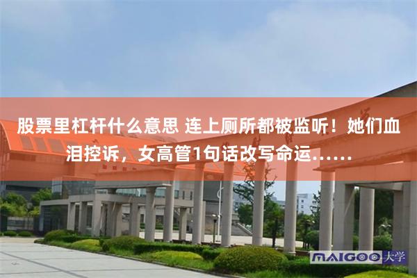 股票里杠杆什么意思 连上厕所都被监听！她们血泪控诉，女高管1句话改写命运……