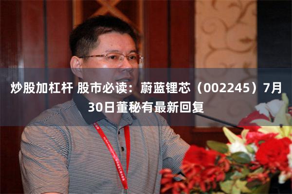 炒股加杠杆 股市必读：蔚蓝锂芯（002245）7月30日董秘有最新回复